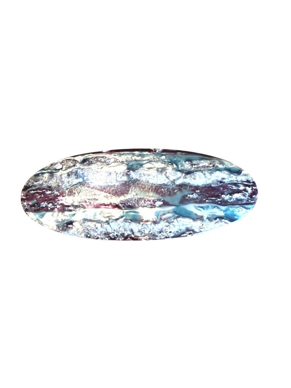 Oval Iridescent Hair Clip VTG Textured Metallic Finish Purple Green Yellow White